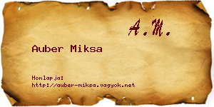Auber Miksa névjegykártya